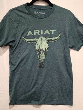 Ariat Men's T Shirt Size S Green Skull Graphic Western Tee
